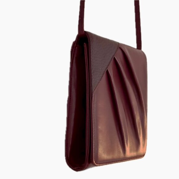 Rare FILENES Vintage Fine Italian Leather Shoulder Bag Small Burgundy Crossbody - Picture 4 of 11